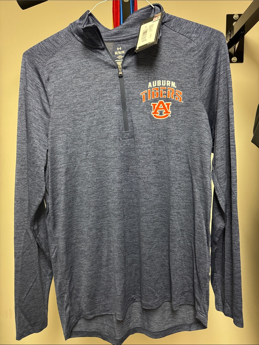 Under Armour Navy Heather Auburn Tigers 1/4 Zip Pullover